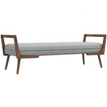 Cora Mid Century Modern Gray Bench,Mo-Autos
