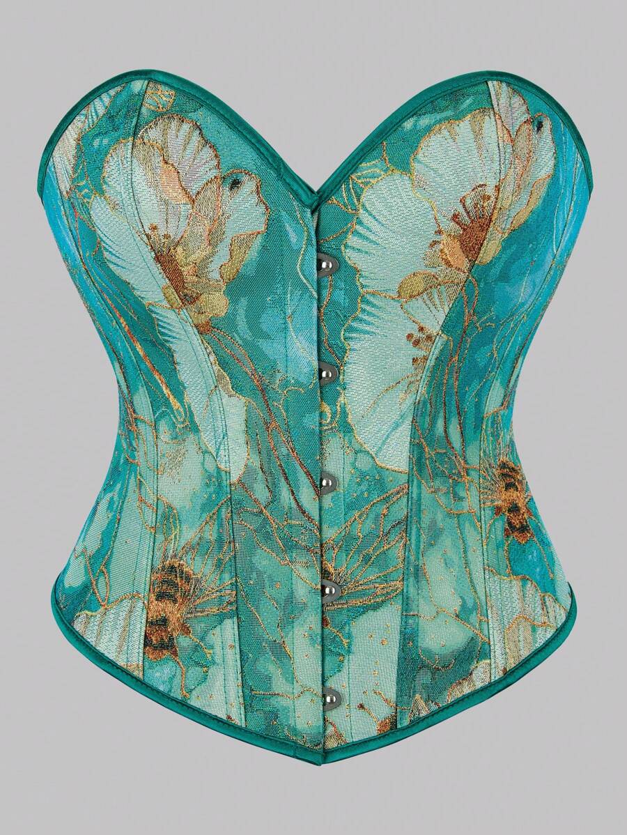 1 pezzo Nuova primavera donna stile vintage palazzo aderente corpetto corsetto top con grafica jacquard a tema ape, Camisole crop snellente da indossare come outerwear, adatto per outfit vacanzieri