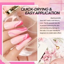 6 pièces Kit de poudre de trempage rose - Teintes claires et roses, nuances de fleurs de cerisier pour une manucure française DIY, sans lampe UV nécessaire
