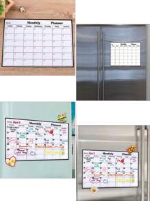 1 Piece Of Bendable Calendar Board, Weekly Schedule, Plastic Material - Non-Magnetic, Easy To Tear Sticker, Reusable Refrigerator Sticker, Used For Writing English Language, Dry Wiping Weekly Schedule, Messages And Memos - Black and White - View 4