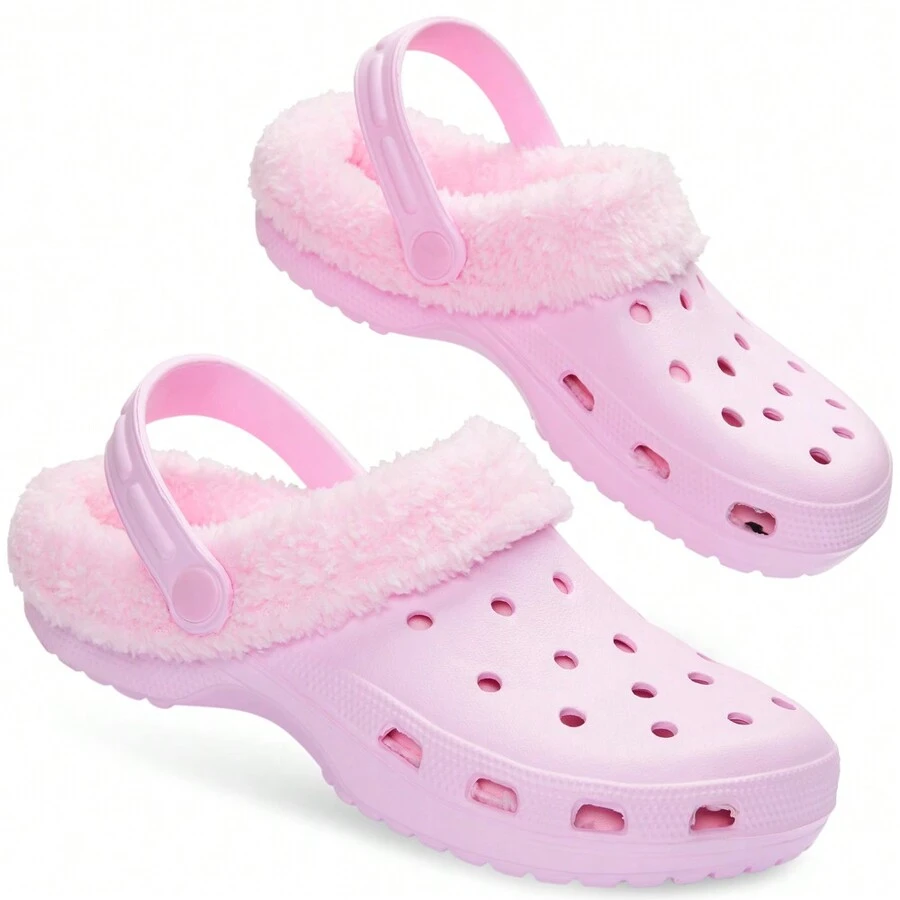 City Comfort Clogs Winter Classic Fleece Lined House Shoes Warm Garden Slip On With Strap - Blue - View 1