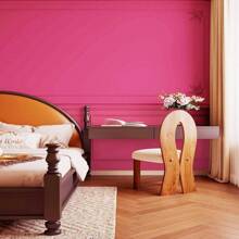1卷玫瑰红纯色自粘墙纸，尺寸：15.7英寸 x 196.8英寸/118.1英寸/39.3英寸，PVC哑光磨砂表面，加厚防水，易于清洁，可移除贴纸，适用于卧室、客厅、酒店墙面、家居装饰、厨房台面、餐具、家具翻新。DIY安装，易于粘贴和移除。翻新贴纸，可粘贴于墙板、墙纸上，春季装饰，焕新家居，节日装饰贴纸，生日毕业礼物。 - 玫紅色 - 查看 6