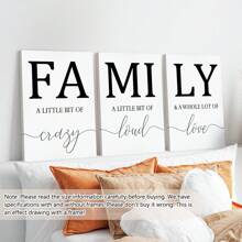 3pcs Simple Black White Family Wall Poster, Wall Canvas, Canvas Painting Wooden Frame - Thickness 1.5cm Posters,Wall Art,Room Decoration Stuff - Multicolor - View 2
