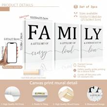 3pcs Simple Black White Family Wall Poster, Wall Canvas, Canvas Painting Wooden Frame - Thickness 1.5cm Posters,Wall Art,Room Decoration Stuff - Multicolor - View 5