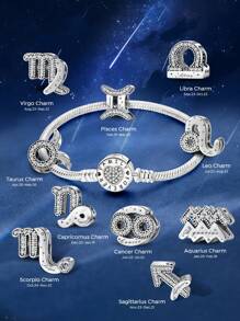 S925 Sterling Silver 12 Constellation Pendant Charm Pendant Ball Suitable For Bracelets DIY Women's Jewelry