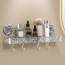 Clear Shower Caddy Suction Cup No-Drilling Removable Bathroom Wall Shelf Basket Home Bathroom Decor Bathroom Organizer Summer Back To School - Black - View 9