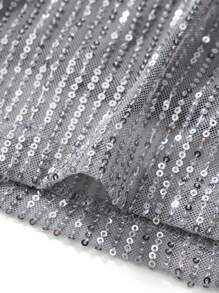 Women Mini Bodycon Dress Sequins Long Sleeve Tie-Up Backless Cocktail Dress Spring Fall Party Dress - 銀灰色 - 查看 6