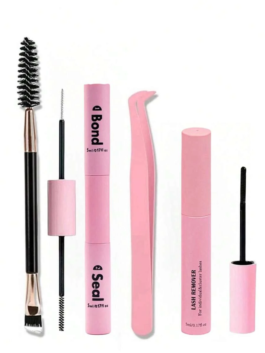 10ml 强力定型胶水，含 5ml 温和卸妆液、精密刷子和镊子，打造完美妆效 - 低致敏性、无香型化妆工具，完整睫毛粘合和密封套装，睫毛胶水，睫毛胶水