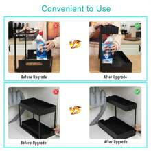 1 Pack Under Sink Organizer, 2 Tier Bathroom Cabinet Organizer With Sliding Basket, Multi-Purpose Under Sink Organizers And Storage For Bathroom Kitchen