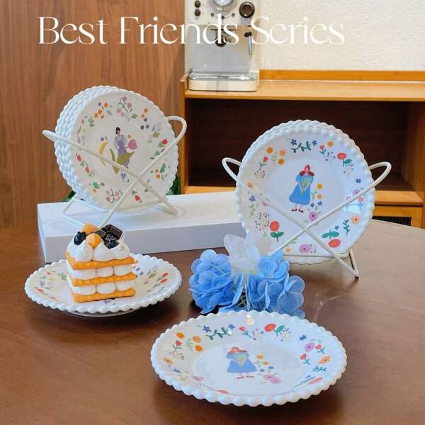 1pc Elegant Ceramic Dessert Plate - Suitable For Cake, Steak, Salad And Dessert | Premium Dinnerware For Home And Restaurant, Perfect Gift For New Year, Eid, Valentine's Day, Easter