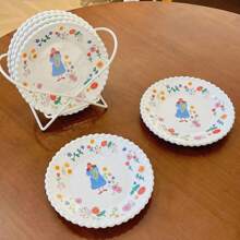 1pc Elegant Ceramic Dessert Plate - Suitable For Cake, Steak, Salad And Dessert | Premium Dinnerware For Home And Restaurant, Perfect Gift For New Year, Eid, Valentine's Day, Easter