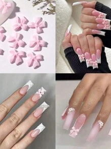 30 PEÇAS Encantos de Unhas em Laço 3D, Laços Rosas e Brancos para Unhas, Encantos de Unhas para Unhas Acrílicas, Suprimentos de Arte de Unhas, Joias de Unhas DIY, Acessórios de Unhas para Decoração de Unhas DIY, Design de Unhas com Gemas