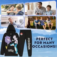 pokemon Tracksuit Set Comfy Loungewear Activewear Anime Gift - Black - View 3