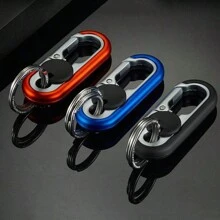 1pc Men's Business Car Key Chain Double Ring Keychain Creative Anti-Lost Key Chain Car Universal Lock Chain Pendant Car Accessories Bag Charm School Cute Goth Y2k - Multicolor - View 2