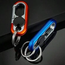 1pc Men's Business Car Key Chain Double Ring Keychain Creative Anti-Lost Key Chain Car Universal Lock Chain Pendant Car Accessories Bag Charm School Cute Goth Y2k - Multicolor - View 3