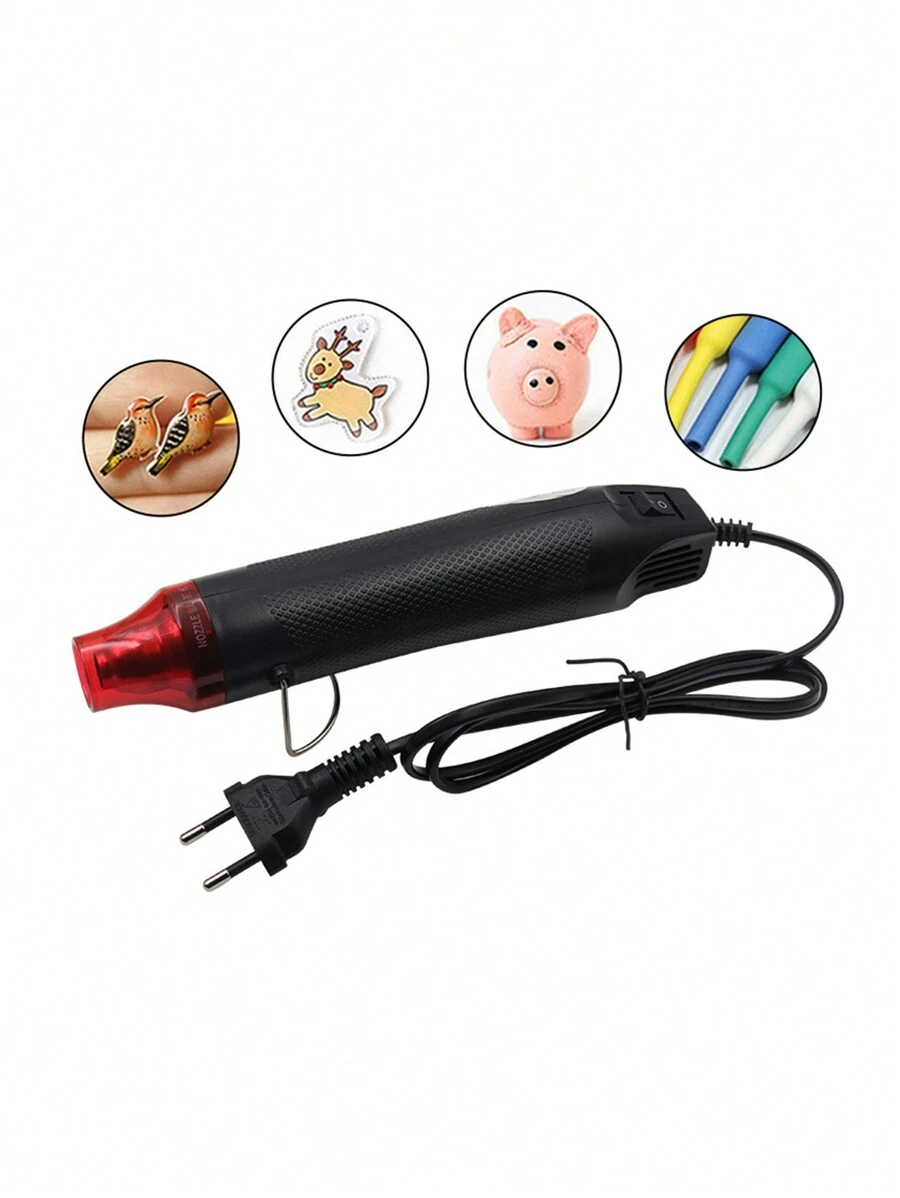 Pistola De Calor Portátil, Calor Mini Pistola de Plástico,Pistola De Aire Caliente Diy 300w,para DIY, Aplicación de Adhesivo y Remodelación de los electrodomésticos, Fácil de usar y portátil - Negro - Ver 1