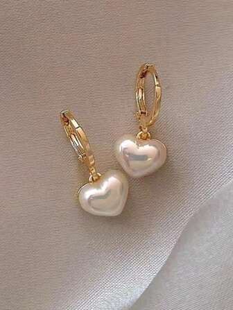 Chic Heart-Shaped Dangle Earrings For Women, Perfect For Casual Attire & Special Occasions