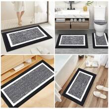 Pauwer Bathroom Rugs Sets 5 Piece With Lid Cover Bathroom Shower Rugs With U-Shaped Contour Toilet Mat Absorbent Microfiber Plush Bath Mats Non Slip Bath Rugs Machine Washable Bathroom Floor Mats - 黑色 - 查看 7