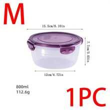 1 件/2 件/3 件/4 件多色 PP 透明食品储存容器，圆形密封防水设计，适用于冰箱和微波炉 - 紫色 - 查看 16