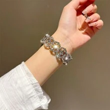 Advanced Diamond Bracelet Strap Compatible With 38/40/41/42/44/45/46/49mm, Compatible With Apple Watch Strap Ultra/Se10/9/8/7/6/5/4/3/2/1 - White Diamond Silver - View 4