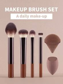 15pcs/13pcs/11pcs/8pcs/6pcs Makeup Brush Set, Including Powder Brush, Blush Brush, Highlighter Brush, Eyeshadow Brush, Eyelash Brush, Eyeliner Brush, Angled Makeup Sponge, Round Makeup Sponge, Round Powder Puff, Triangle Powder Puff, Triangle Makeup Sponge For Loose Powder, Liquid Foundation Mixing, Beauty Makeup Tools,Brush Set,Makeup Brush Kit,Make Up Brush Set,Make Up Set Complete,Makeup Brush Set,Complete Makeup Kit,Brush Kit,Brushes Makeup Set,Makeup Gift Set,Set - Brown - View 16