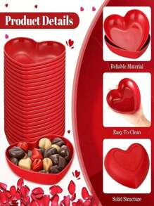 1/2 piezas Plato de plástico con forma de corazón rojo, bandeja para aperitivos, plato para galletas y postres, bandeja para pasteles, adecuado para bodas, regalos de Navidad, fiestas de vacaciones, exhibición de alimentos del Día de San Valentín, reutilizable (el color y el tamaño del icono de la parte inferior pueden variar ligeramente entre lotes)