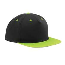 Beechfield Unisex Adult Contrast 5 Panel Snapback Cap (Black/Lime Green) - 100% Cotton Twill - Black - View 1