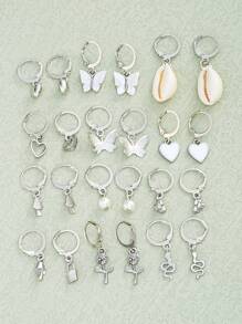 108pcs/83pcs/91pcs/81pcs/58pcs/53pcs Vintage Elegant Butterfly, Heart, Shell, Geometric C-Shaped Faux Pearl Necklace, Bracelet, Ring, Earring, Anklet Jewelry Set, Ideal Gift For Women, Birthday, Holiday, Party, Valentine's Day (No Box)