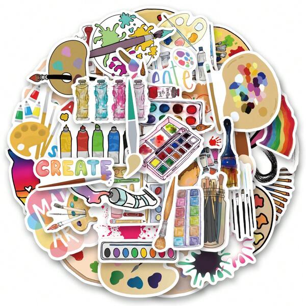54PCS Art Painting Stickers | Vinyl Aesthetics Stickers For Scrapbook,Journaling,Laptop,Bumper,Skateboard,Water Bottles,Computer,Phone,Cartoon,Hard Hat,Car Stickers,Holiday Stickers,Bottle Stickers,Easter Stickers,Alcohol Stickers,Scrapbooking Stickers,Scented Stickers