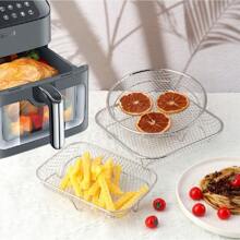 1/3/6 Pcs Air Fryer Round Racks, Stackable Racks, Dehydrator Racks, Drip Tray, Roasting Racks, Food Frying Basket Accessories Set For BBQ Grill & Air Fryer