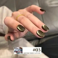 春夏秋冬銅鏡琥珀貓眼指甲油8件組，15ML高級感瓶身，2026熱門8色，亮眼玻璃珠水晶貓眼指甲油，磁粉細膩好吸收 - 彩色 - 查看 4