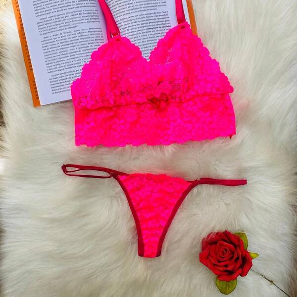 Top + Fio com base de Renda - Lingerie sensual