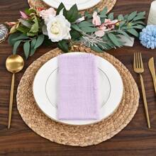 YMHPRIDE 60 Packets Of Napkins Cotton Linen Napkins 16 X 16 Inch Terracotta Cloth Napkins Handmade Tassels Soft Cloth Napkins Washable Country Dinner Cloth Wedding Banquet Table - màu tím nhạt - Xem 3