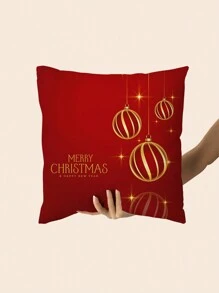 4pcs Christmas Reindeer & Snowflake Series Plush Cushion Covers, Gold & Red Colors - Red - View 4