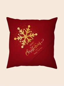4pcs Christmas Reindeer & Snowflake Series Plush Cushion Covers, Gold & Red Colors - Red - View 6