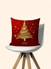 4pcs Christmas Reindeer & Snowflake Series Plush Cushion Covers, Gold & Red Colors - Red - View 5