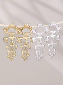 1 Cặp Hoa tai đầu lâu nhiều lớp phong cách Gothic kim loại phóng đại, Hoa tai dài thời trang đường phố dành cho phụ nữ, Phụ kiện dự tiệc - EZ5473 - Xem 3