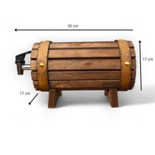 Pingometro Barril 1 Litro De Madeira Artesanato Mais Copo Acrilico para Dose - Marrom - Visão 4