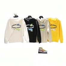Puma Men's Loose Fit Long Sleeve Hooded Sweatshirt - Yellow - View 8