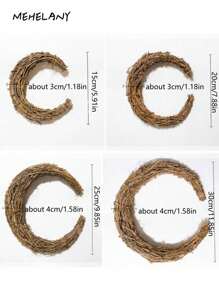 1Pc Moon Shape Wreath Grapevine Wreath, Moon Shaped Wreath For Rama Kareem DIY Decor, Wood Rattan Circle, Artificial Vine Branch Wreath DIY Garland For Valentine's Day Craft Wedding Decor, Birthday Party Home Wall Hanging Decoration, Valentine's Day, Gift Gifts Graduation