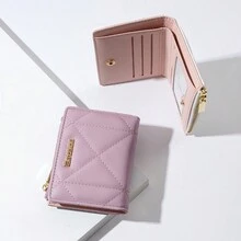 Korean Style Women's Wallet, Soft Rhombus Pattern Mini Purse, Coin Pouch, Card Holder, Perfect Gift For Women, Christmas Gift