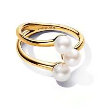 Pandora Treated Freshwater Cultured   Pearl Open Ring In 14k Gold-Plated |  | Women Single Ring - 金色 - 查看 2
