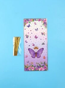 25 stuks roze paarse kroonvlindersnoepzakjes - Levendige verjaardagsfeestartikelen - Plastic koekjesverpakkingszak, geschikt voor bruidscadeaus, huwelijkscadeaus en verjaardagsfeestdecoratie