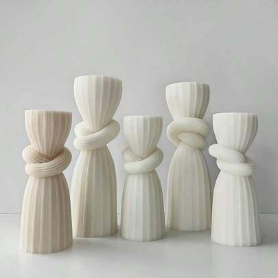 Molde de silicona con diseño de pilar a rayas con estilo europeo elegante, apropiado para velas DIY, resina y manualidades de yeso - Herramienta de artesanía para decoración del hogar