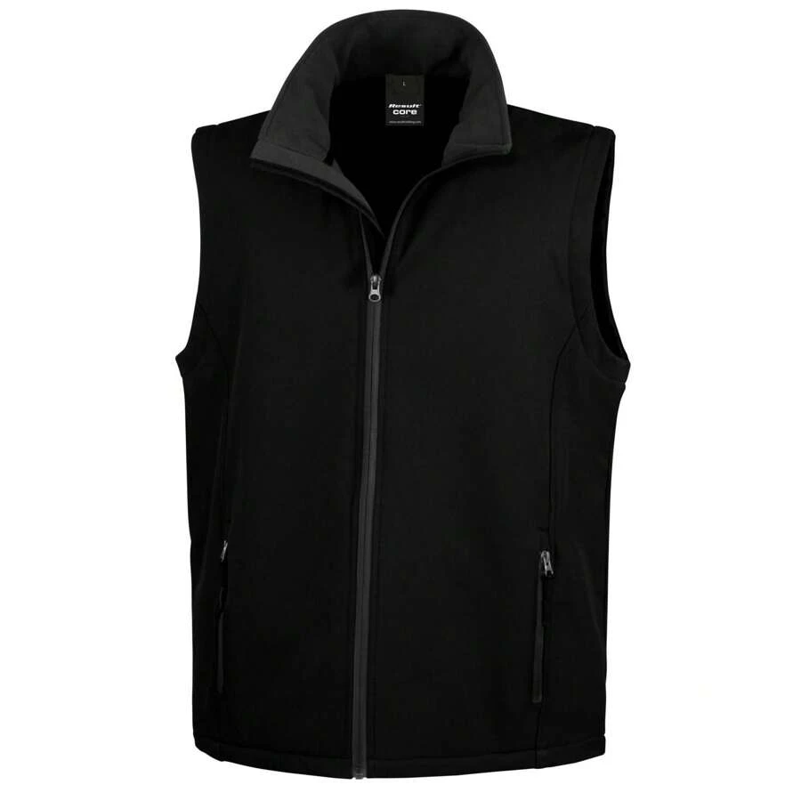 Result Mens Printable Softs Body Warmer (Black/Black) - 280gsm 100% Polyester - 黑色 - 查看 1