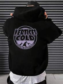 Áo hoodie nỉ họa tiết chữ và phong cảnh đường phố dành cho nam, Thu/Đông, Áo dài tay - màu đen - Xem 7