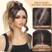 13x4x1 Synthetic Lace Front Wig Pre Plucked Highlight Ombre Honey Blonde Wigs For Women Ready To Wear HD Glueless Natural Wavy Wig For Women Long 26 Inch Middle Part Wig