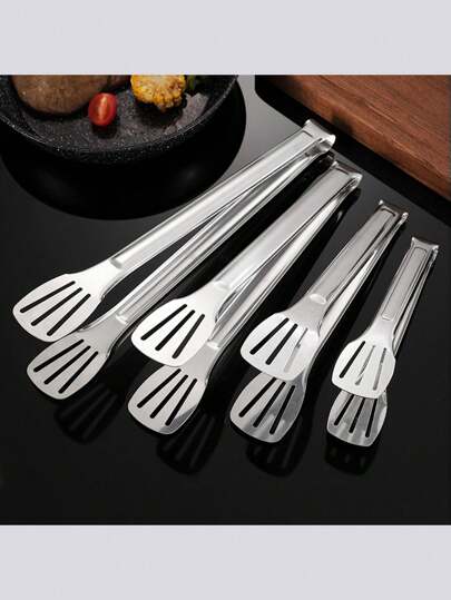 7 英寸/9 英寸/12 英寸/14 英寸不锈钢 3 叉食物钳，加厚且耐热，适用于家庭烹饪、烧烤、牛排、自助餐、面包钳