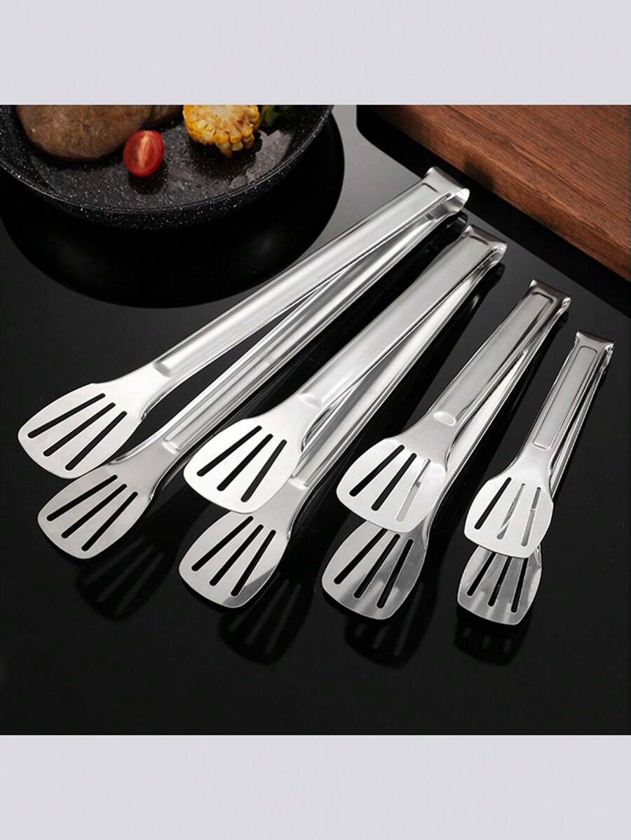 7 英寸/9 英寸/12 英寸/14 英寸不锈钢 3 叉食物钳，加厚且耐热，适用于家庭烹饪、烧烤、牛排、自助餐、面包钳