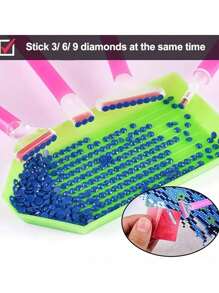 18/29/56件套DIY钻石画工具及配件套装，适合儿童和成人，包含完整的钻石画工具、钻石绣盒、钻石画笔、镊子、胶水、钻石修正工具及其他钻石画配件。 - 彩色 - 查看 6